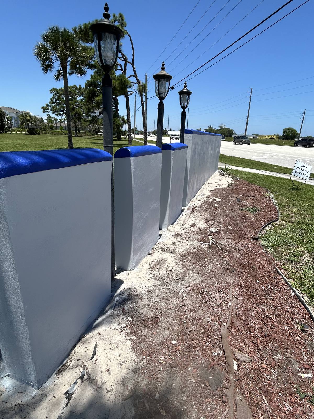 Stucco Perimeter Wall Decorative Blue Cap - Simon Stucco Services
