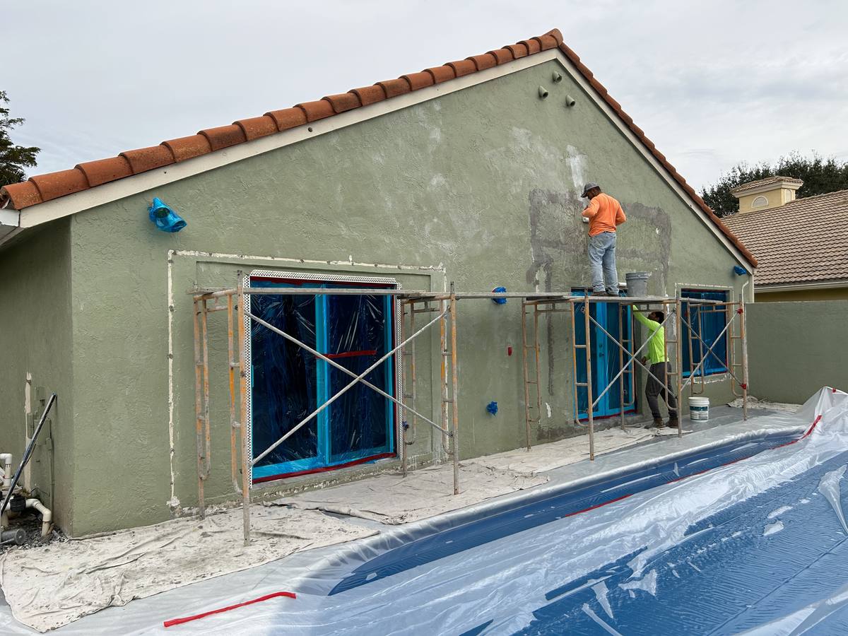 Residential stucco work by Simon Stucco Services in Miramar, Florida